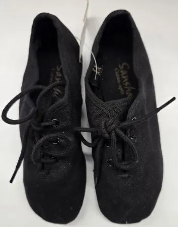 Carousel -- Children's Canvas Split Sole Jazz Shoe, Suede Sole -- Black Campus Cool