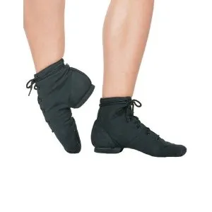 Easy To Clean Hill Walk Moses -- Canvas Split Sole Jazz Boot, Suede Sole -- Black