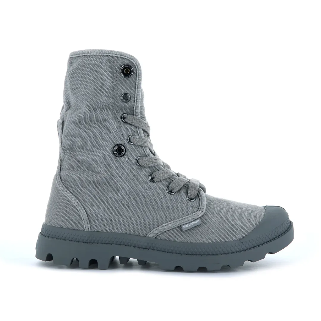 Women's Baggy Canvas Boot in Titanium from Palladium Protective Finish Urban Commute Cushioned Sole