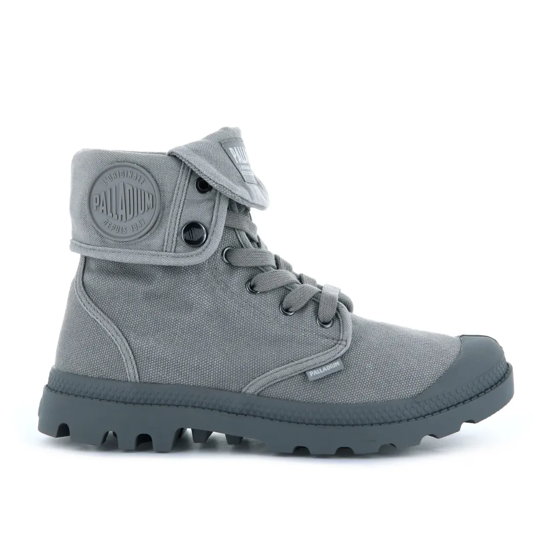 Stable Support Functional Minimalist Rubber Sole Women's Baggy Canvas Boot in Titanium from Palladium