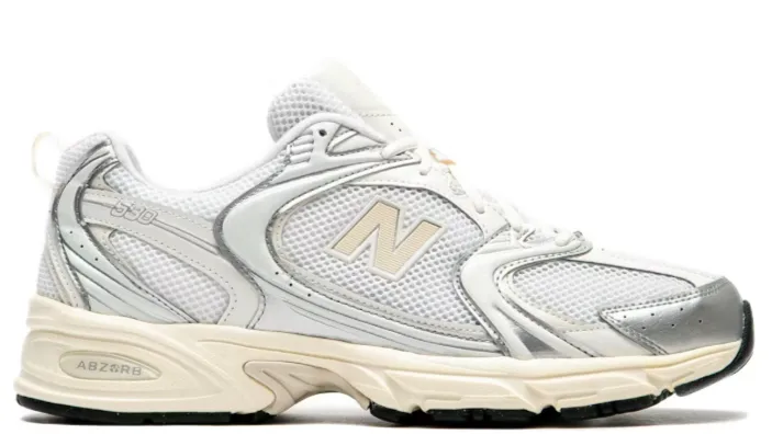 New Balance 530 Silver Metallic Linen Lace Tie Dad Pick