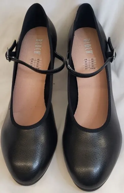 2.5" Kickline -- Women's Instep Strap Character Shoe -- Black Secure