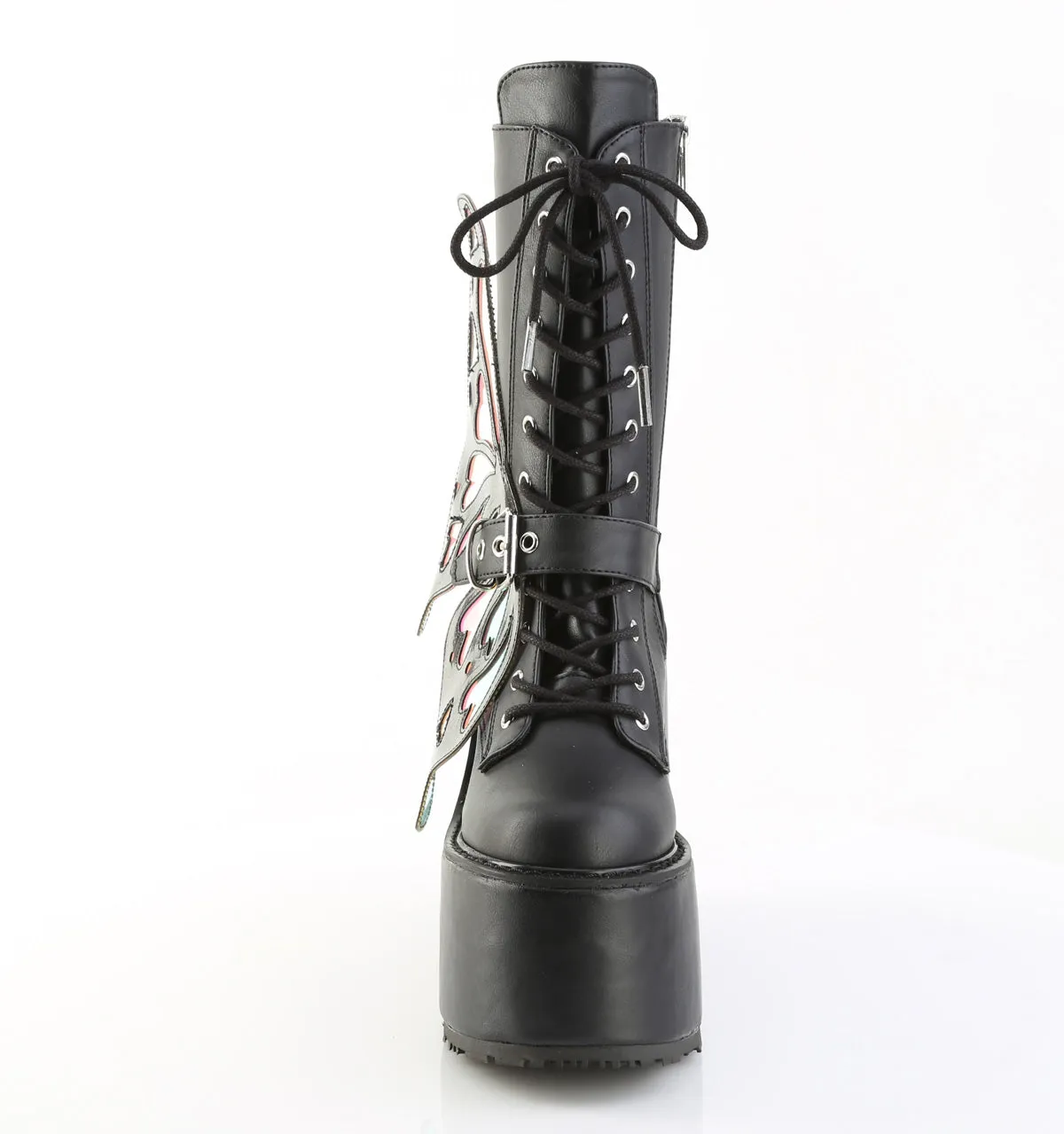 BLAZE-158 Black Vegan Leather-Magic Mirror Knee High Boots Magic Mood Skate Cool