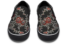 Pattern Rose Slip On Shoes Matte Edge Lake Step