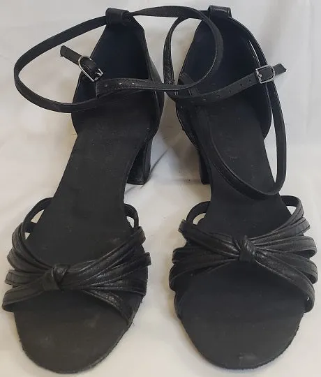 2" Shauna -- Block Heel Latin Sandal -- Black Slip Resistant Park Day