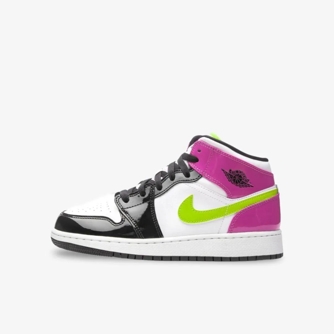 (GS) Air Jordan 1 Mid SE 'Cyber / Fuchsia' (2020) CZ9835-100 Everyday Function suede upper