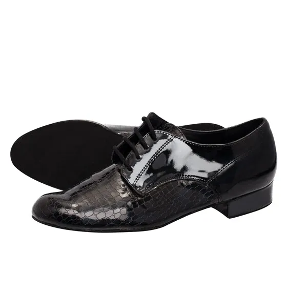 Alvaro -- Men's Standard Ballroom Oxford -- Black Patent Week Easy Non Slip Standing Workers
