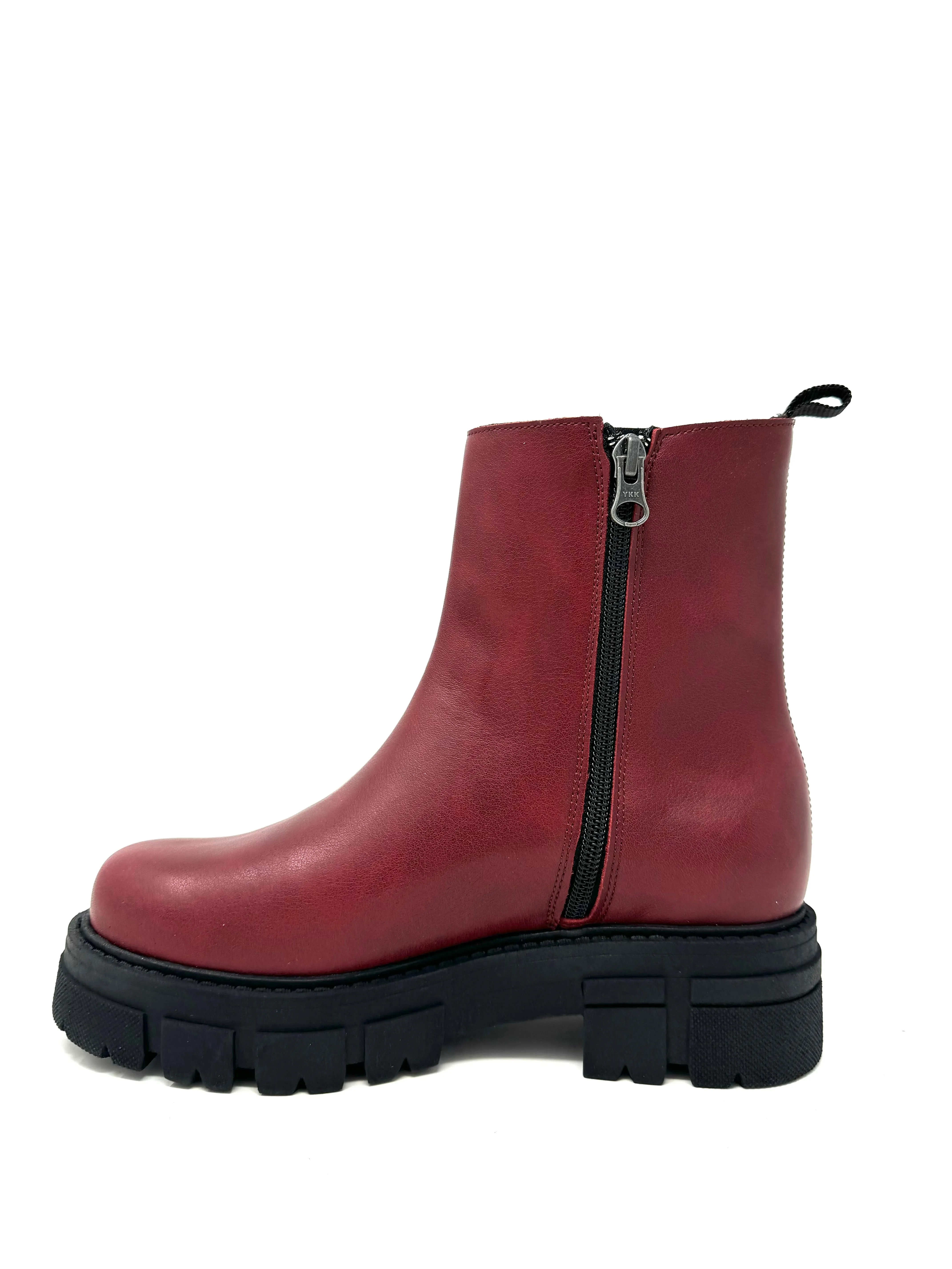 Stage Pop Bright Neon Poppy Boot in Bordeaux from Novacas