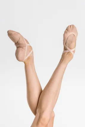 Elastic Sling Pluton -- Stretch Leather Split Sole Ballet -- Salmon