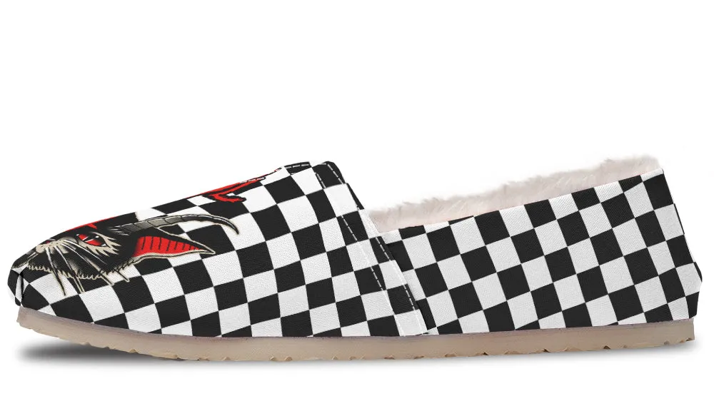 Cat Demon Checkered Winter Casual Shoes Breathable mesh