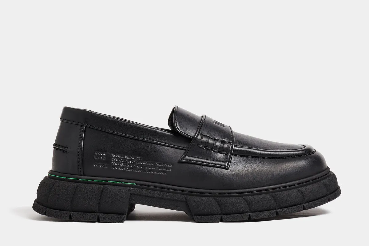 Progress Loafer in Black Apple Leather from Vir??n Lace Tie
