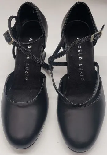 2.5" Sarah II -- X-Strap Closed Toe Ballroom Shoe -- Black Style Pop