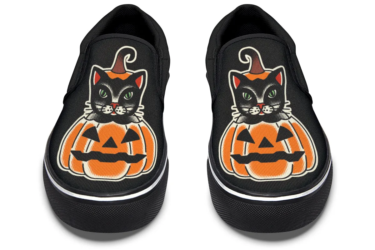 Pumpkin Cat Slip On Shoes Arch support Youth Fresh