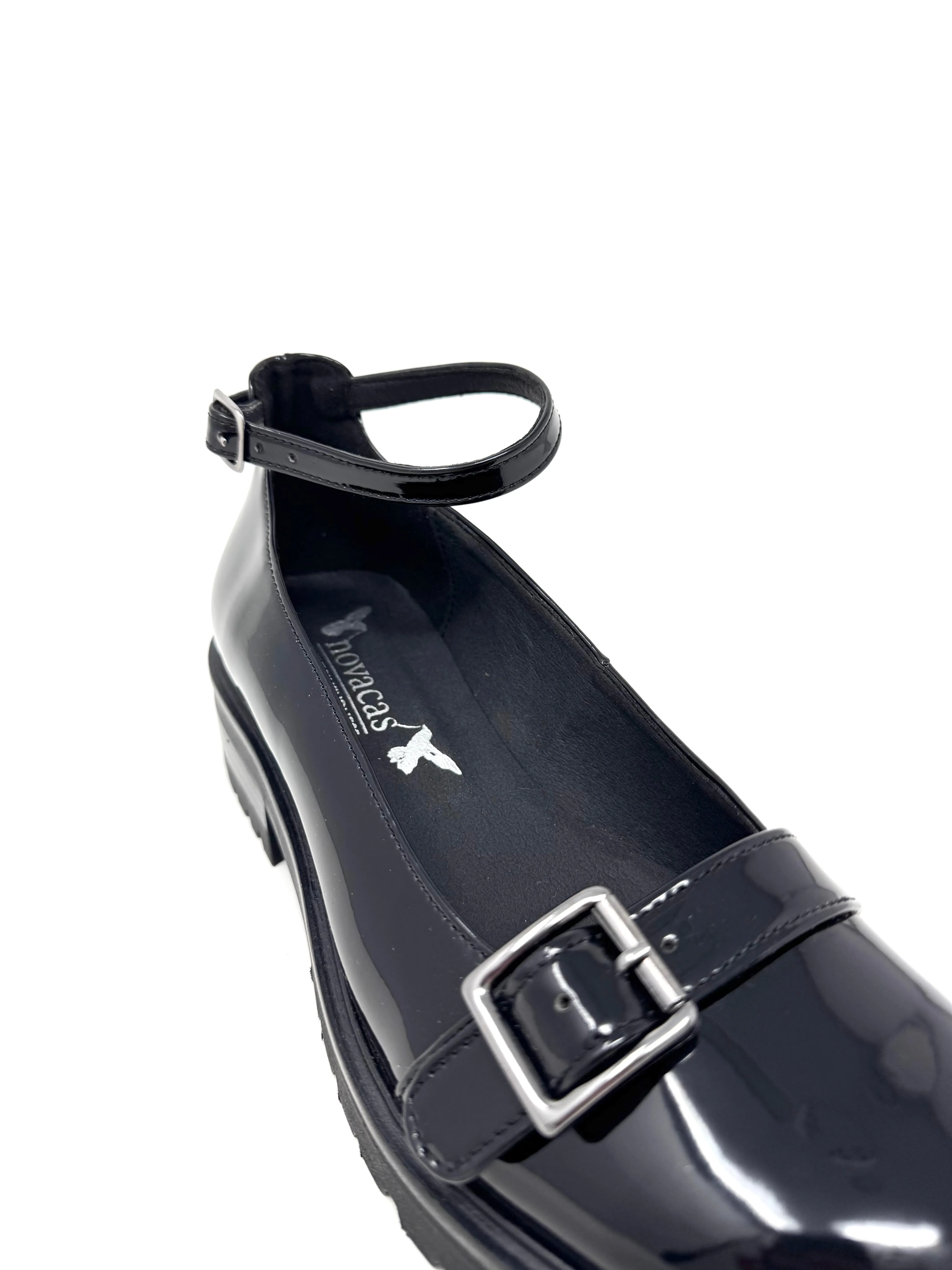 Lexie Mary Jane in Black Patent from Novacas Dynamic Edge Green Core