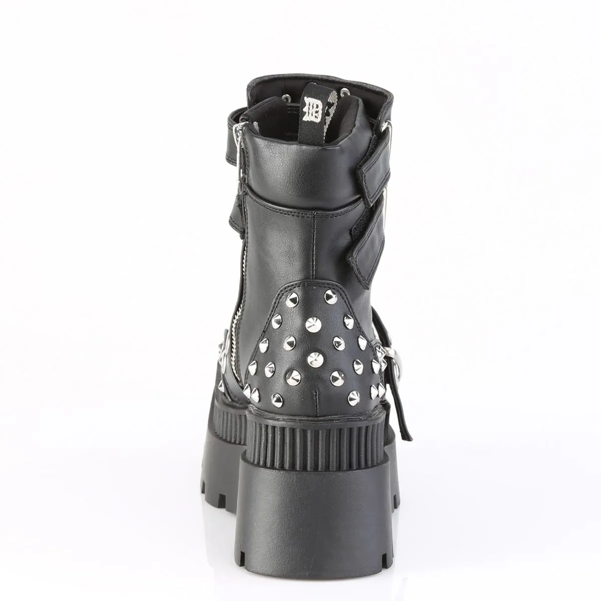 WRATH-58 Black Vegan Leather Ankle Boots Color Play Secure fit