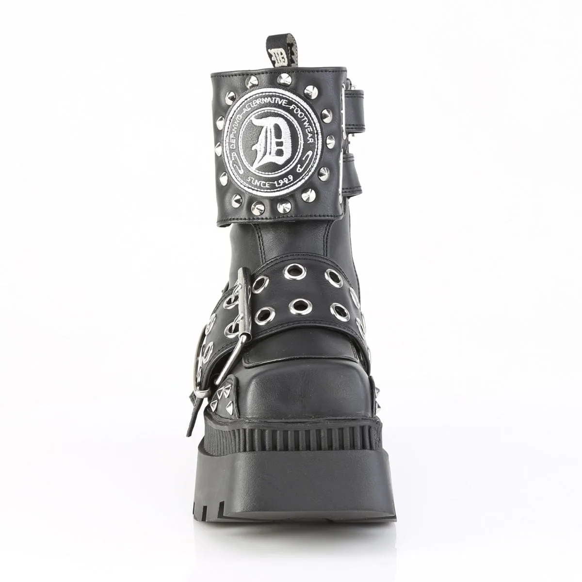 Leg Long Shock Resistant WRATH-58 Black Vegan Leather Ankle Boots