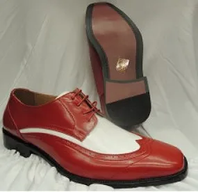 Randall --  Men's Dress Oxford  -- Red/White Mesh Denim Cool