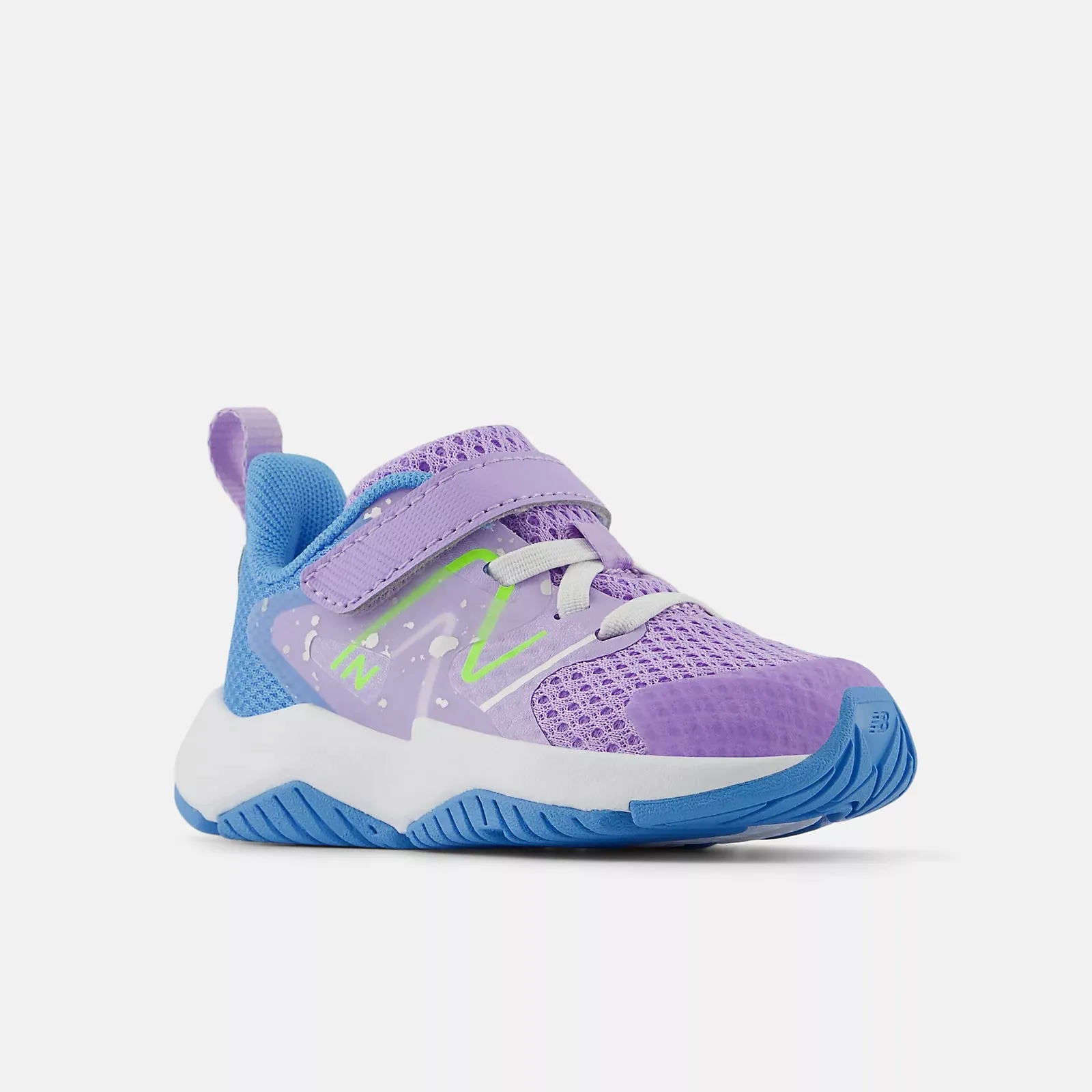 Spring Jump Rave Run v2 - Bungee Lace with Top Strap - Lilac Glo with Sky Blue