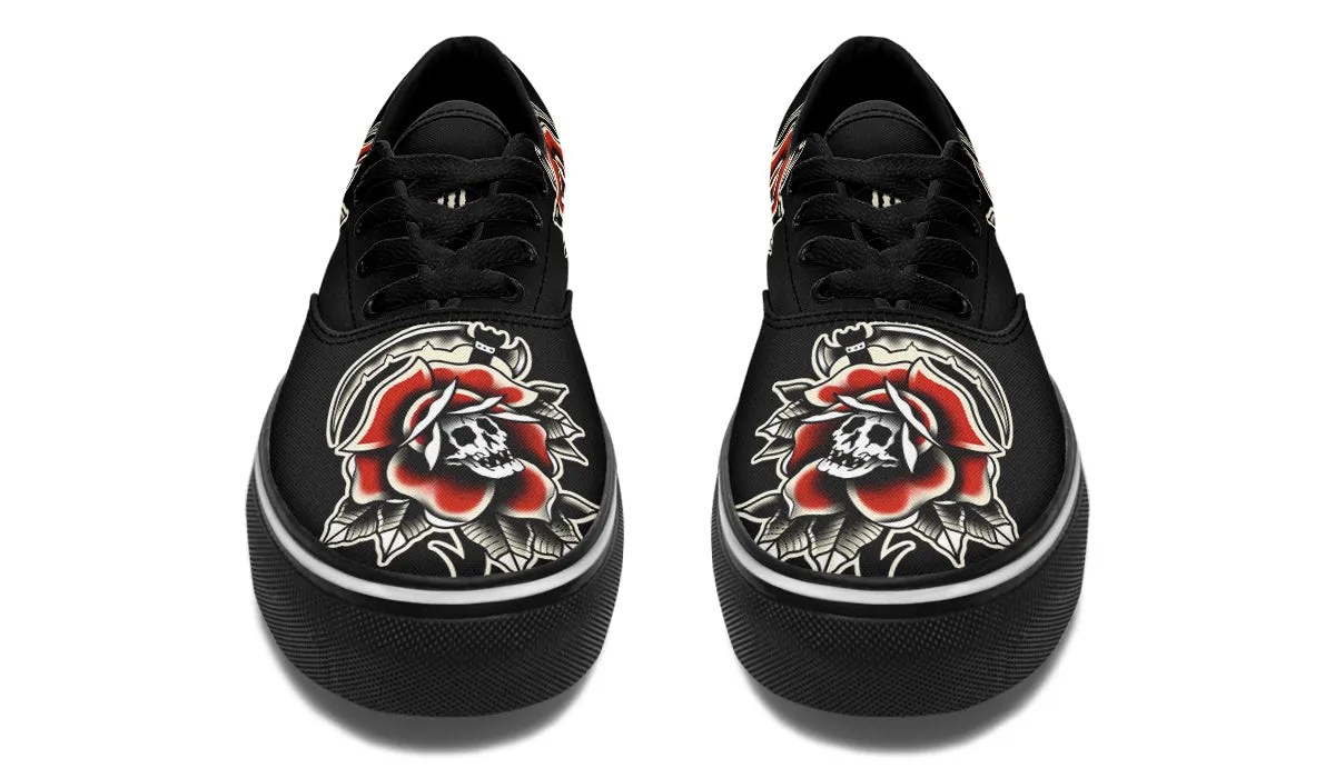 Red Rose Scythe Skull Classic Shoes Pool Time