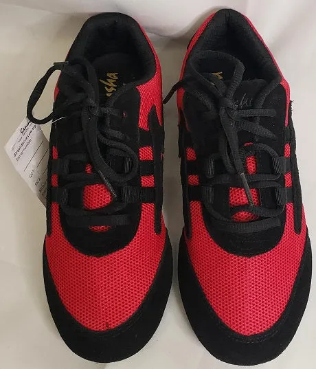 Salsero -- Full Suede Sole Dancesneaker -- Red/Black Injury Safe Step Free