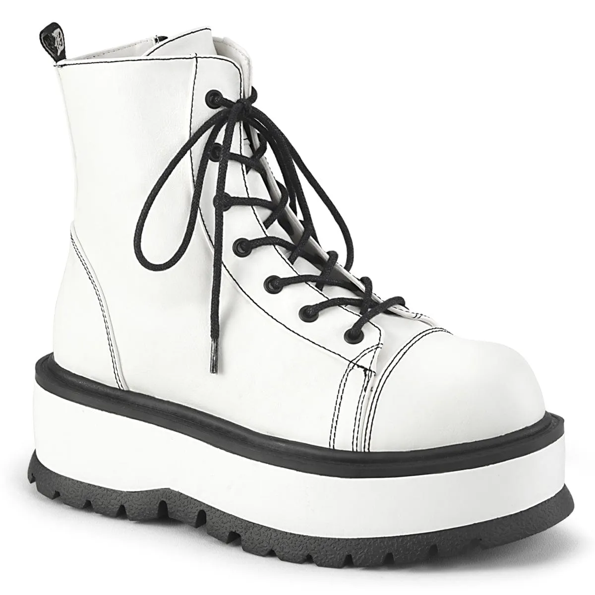 SLACKER-55 White Vegan Leather Rich Jewel