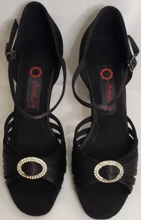 Club Edge Anti Slip 3" Stephanie -- Flare Heel Rhinestone Latin Sandal