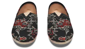 Fur Trim Rose Pattern Casual Shoes