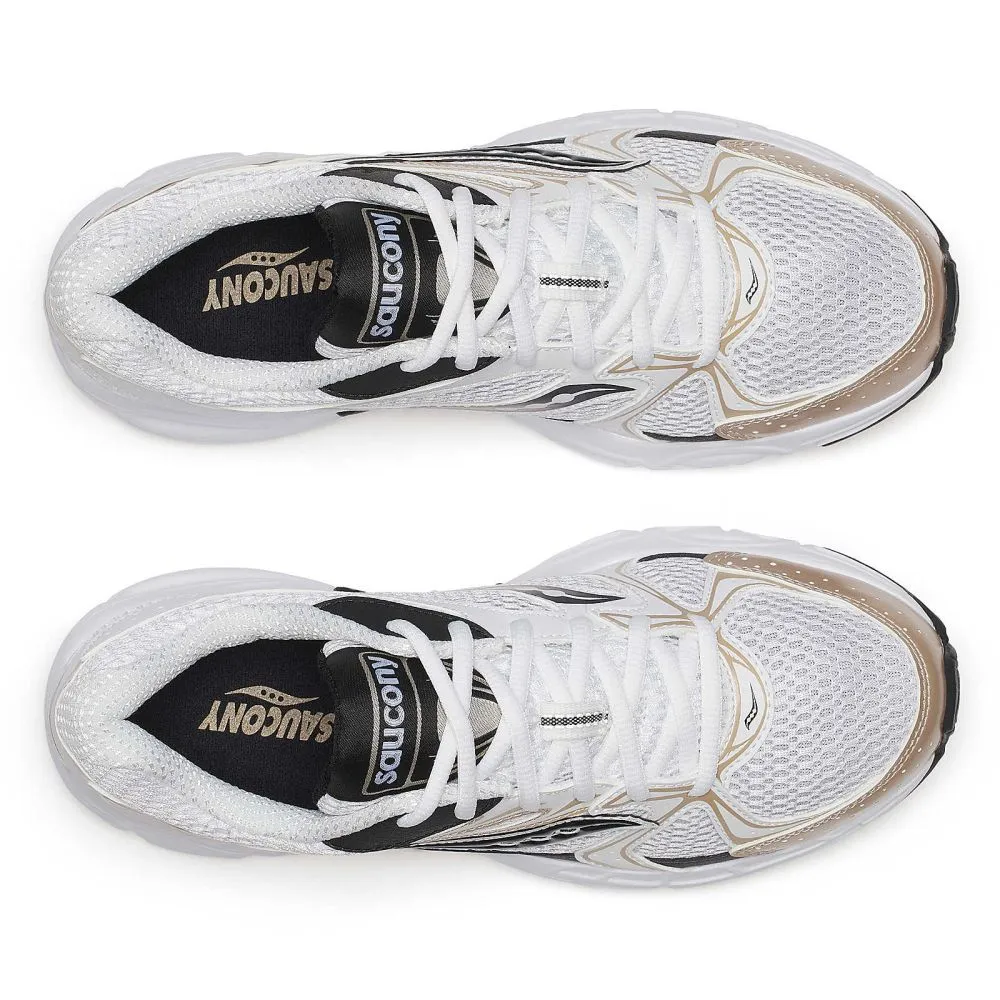 Saucony Women's Ride Millennium in White/Gold/Black Quick Motion Shock Guard