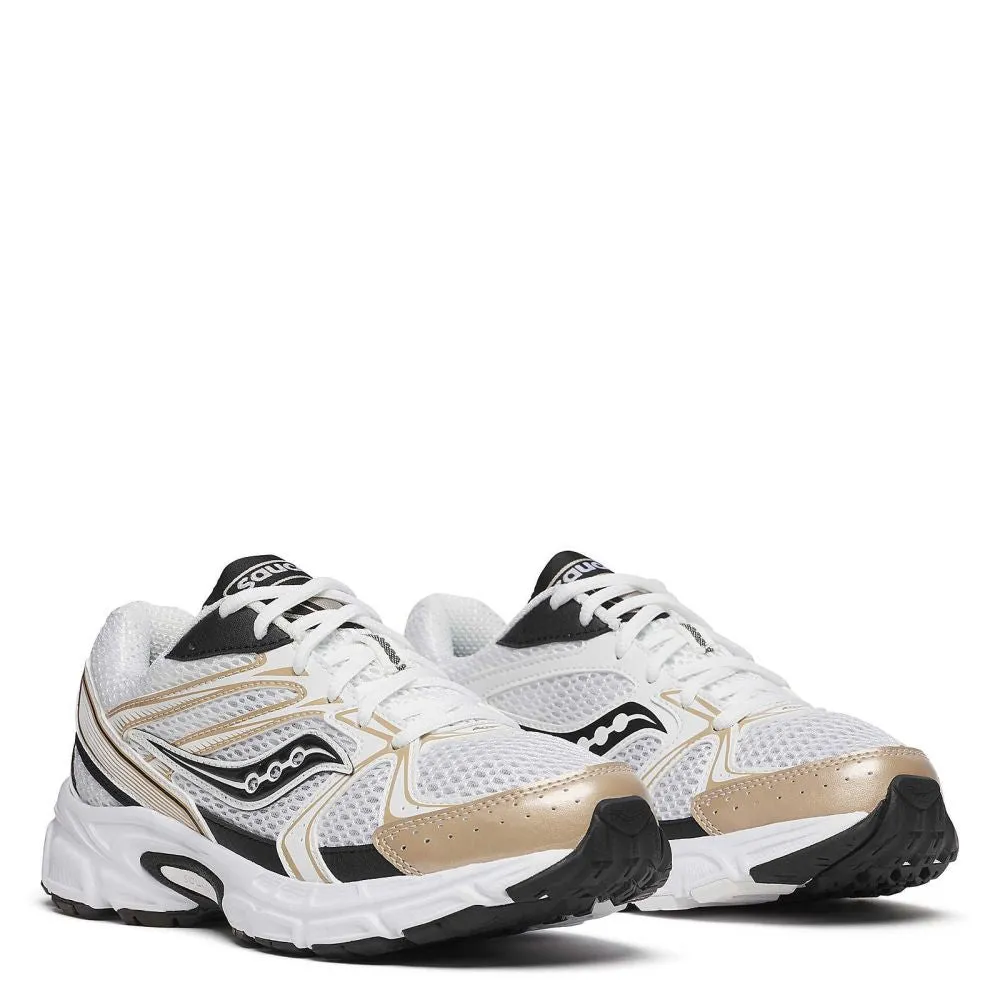 Ultra Light Airport Travel Long Move Saucony Women's Ride Millennium in White/Gold/Black