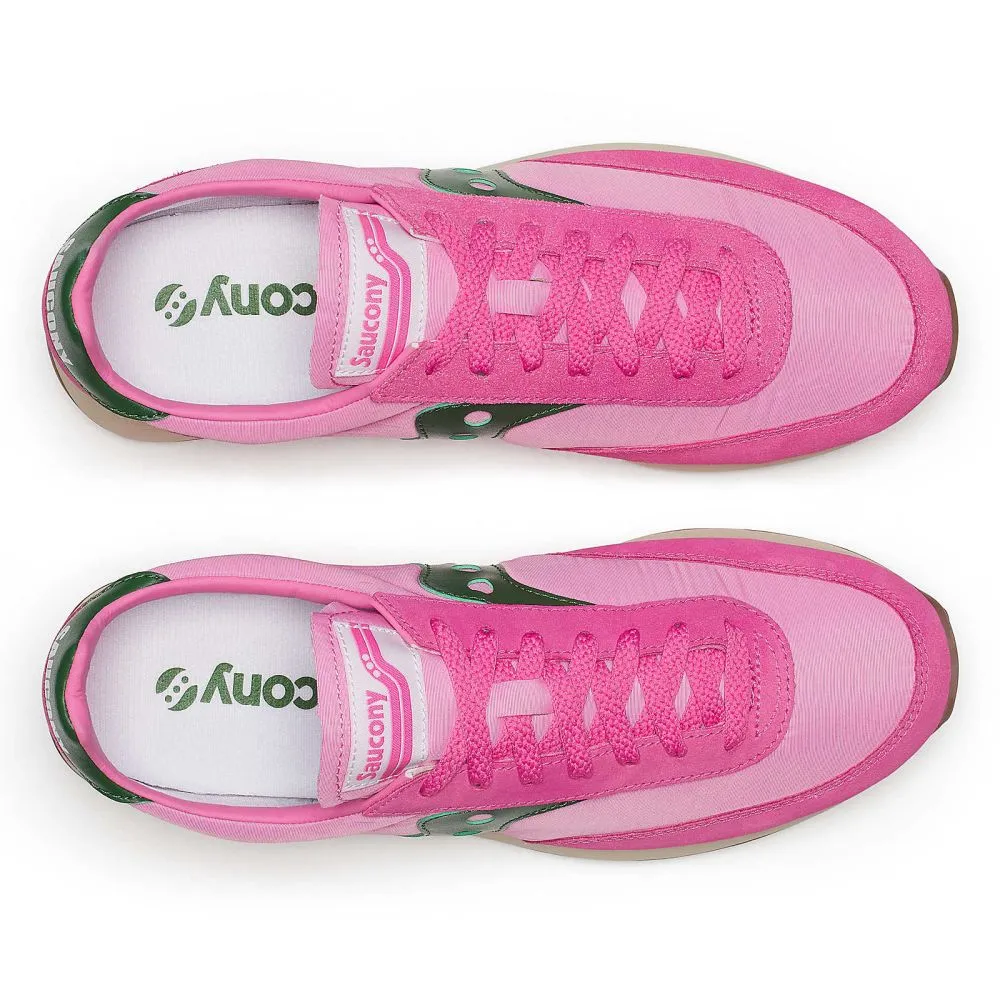 Saucony Women's Trainer 80 in Pink/Forest Cotton Touch Lightweight Design