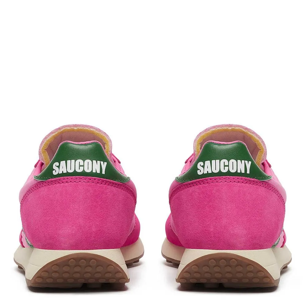 Comfort footbed Video Look Saucony Women's Trainer 80 in Pink/Forest