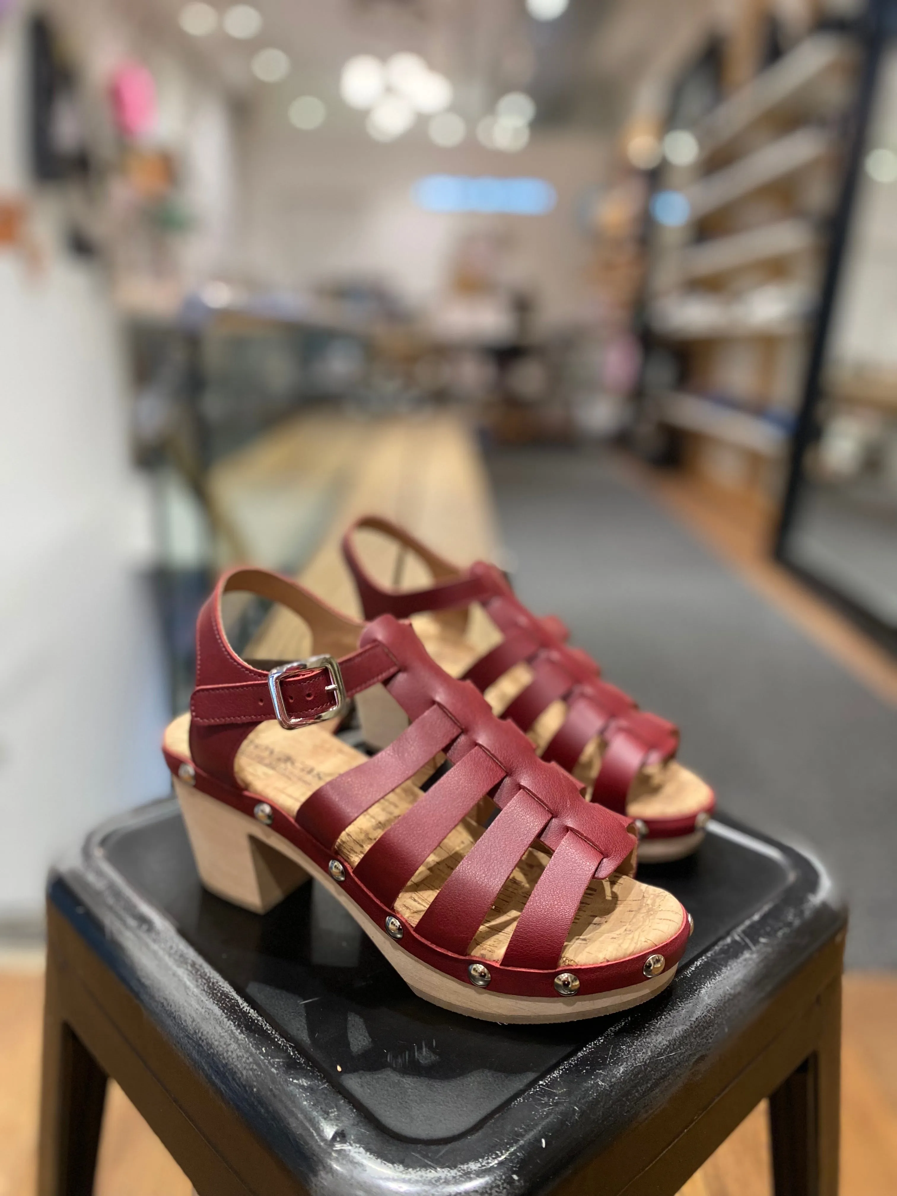 Sawyer Clog in Bordeaux from Novacas Open Back Heeled Sandals