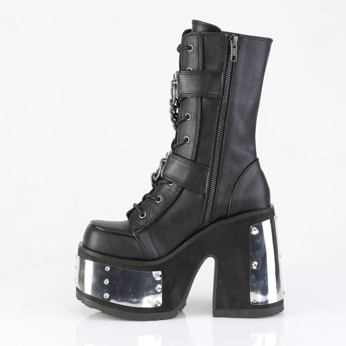 CAMEL-120 Black Vegan Leather Narrow Fit Quick Flex