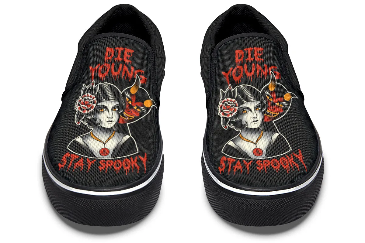Wet Grip Padded Tongue Die Young Stay Spooky Slip On Shoes