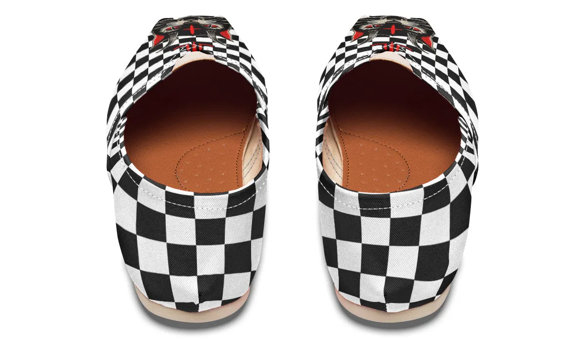 Neutral Base Cat Demon Checkered Casual Shoes