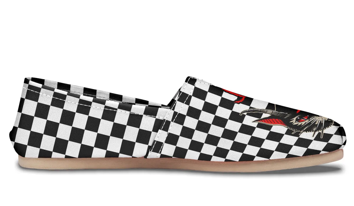 Cat Demon Checkered Casual Shoes Bounce Edge Wide Path