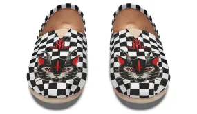 Soft Material Cat Demon Checkered Casual Shoes