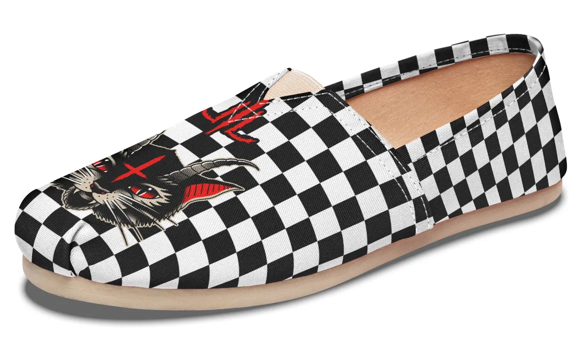 Cat Demon Checkered Casual Shoes Stride Bold Comfort Strap