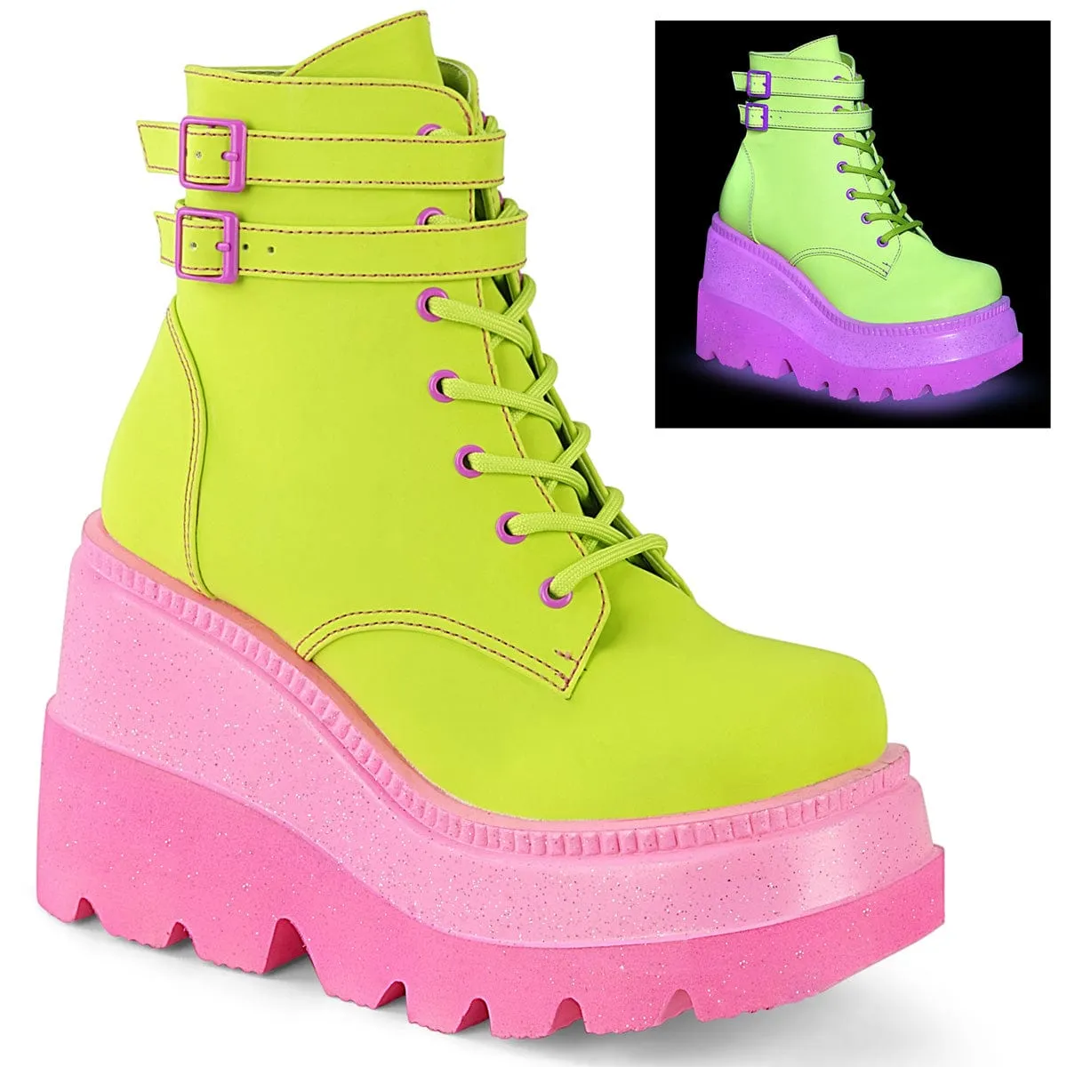 SHAKER-52 Lime Reflective Vegan Leather/Pink Style Base