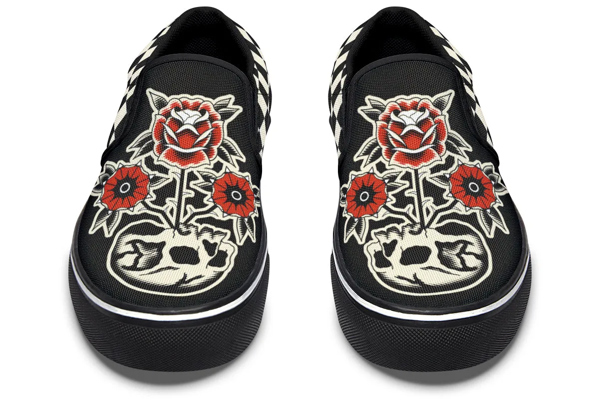 Skull Flowers Slip On Shoes Young Mood Agile Fit