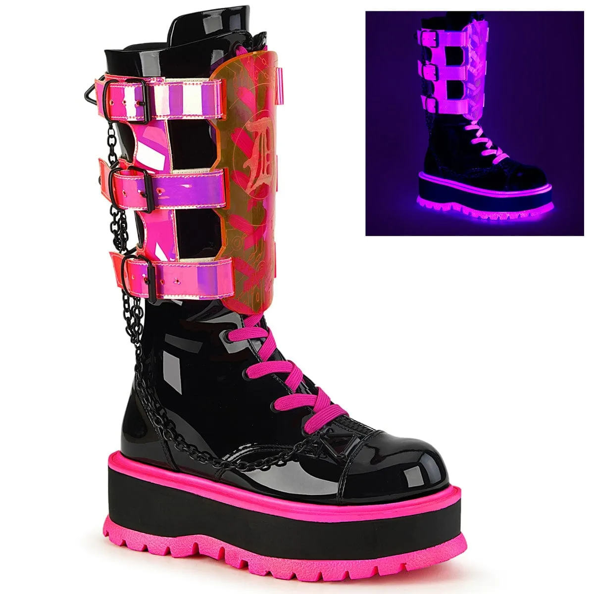 SLACKER-156 Black Patent-UV Neon Pink Agile Path