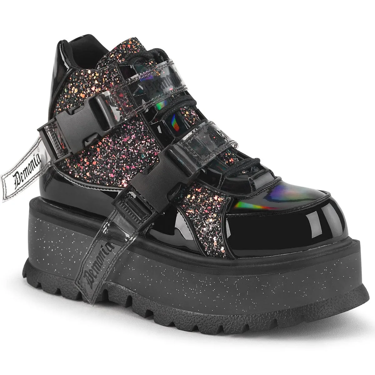 SLACKER-50 Black Patent-Black Multi Glitter Comfort Outsole