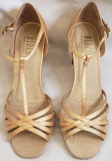 2.5" Nicola -- Women's T-Strap Latin Sandal -- Rose Satin Night Glow