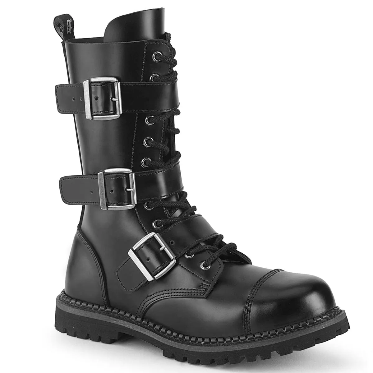 RIOT-12BK Black Leather Silver Shine construction