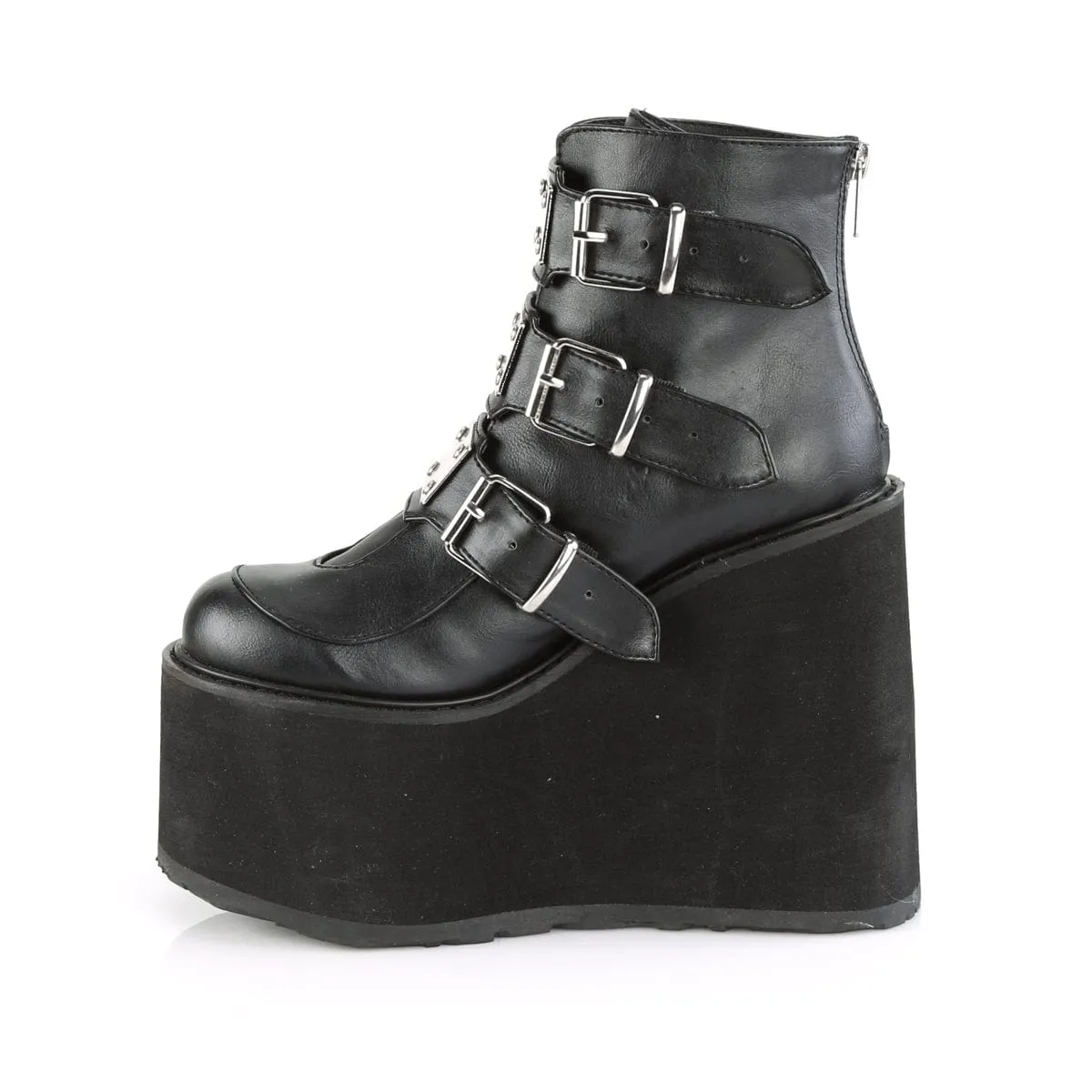 SWING-105 Black Vegan Leather Metal Edge Peak Mode