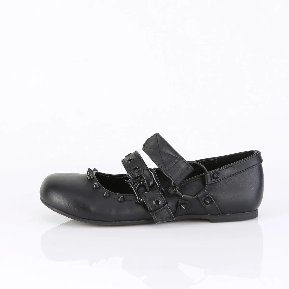DAISY-08 Black Vegan Leather Flats Energy Core