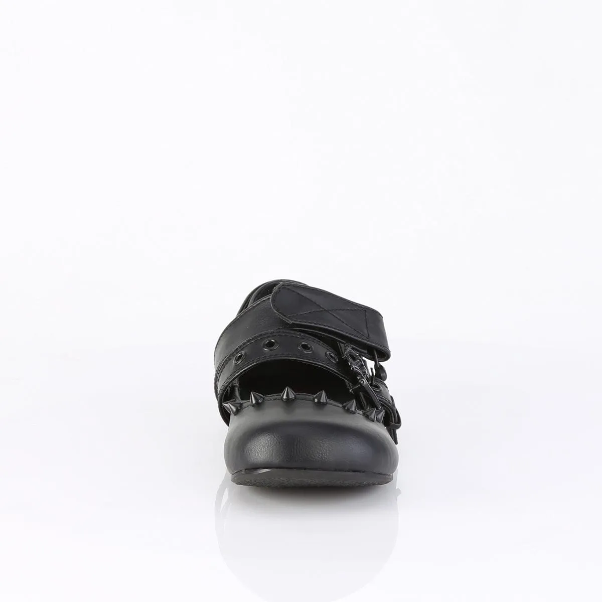 DAISY-08 Black Vegan Leather Flats Gift Easy