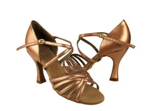 3" Alicia -- Flare Heel Latin Sandal -- Copper Nude Feather Light Long Distance Celebrity Vibe