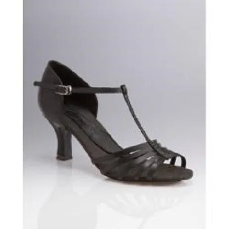 Wind Block 2" Crystal Danielle Women's Latin Sandal -- Black Satin