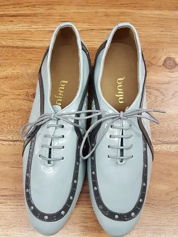 Pearl Shine Josab -- Men's Standard Ballroom Oxford -- Light Grey Patent